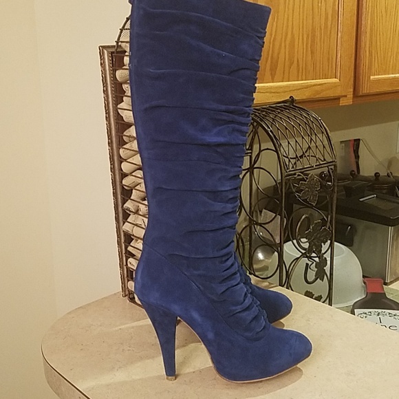 Kelsi Dagger Shoes - Kelsi Dagger blue suede tall boots size 8.5
